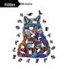 HOOLOOG Wolf Mother & Cub Wooden Jigsaw Puzzle: Irregular Interlocking Toy & Decorative Painting, Educational Gift & Money Box Combo