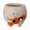 Resin Succulent Pot Unique Guitar Boy Shape Smile Face Planter Drainage Design Planter Pots With Drainage Design Flower Planter