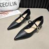 Frühling Neue Mode Spitz Weiche Einfache Schnalle High Heels Pumps Frauen Solide Büro Komfortable Arbeit Schuhe Weibliche Zapatos
