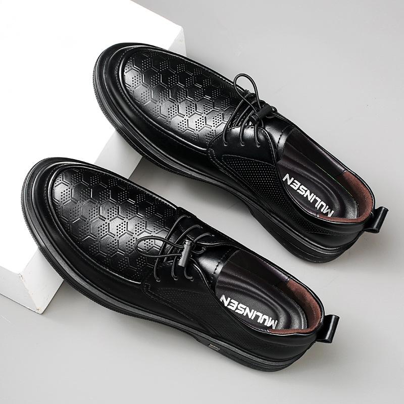 

Leather shoes men s business dress leather shoes hollow soft sole casual leather shoes men s British commuter leather shoes wholesale 38