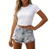 Women's Color Jeans Stretch Slim Fit Distressed Denim Shorts