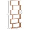 Libreria, Libreria S-Shaped a 6 Ripiani, Unità di Archiviazione, Scaffale Espositore per Soggiorno, Camera da Letto, Studio, Piante, Acero