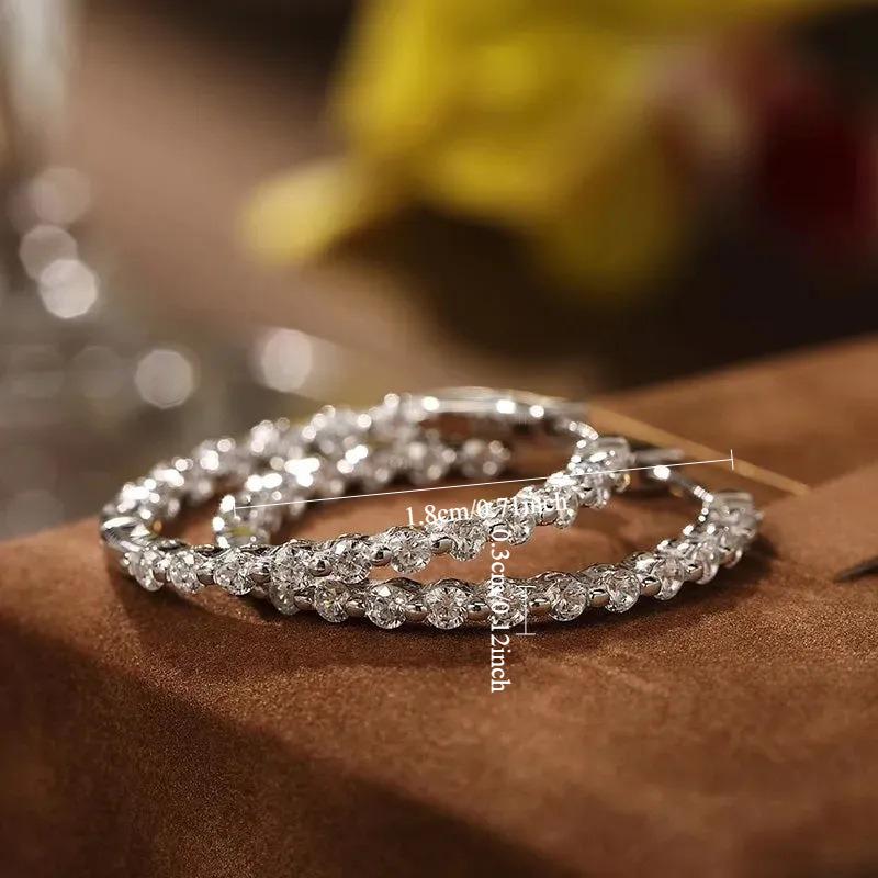 1 Pair, Fashionable, Inlaid with Synthetic Zircon, Fashionable and High-end, Large Circle Earrings.