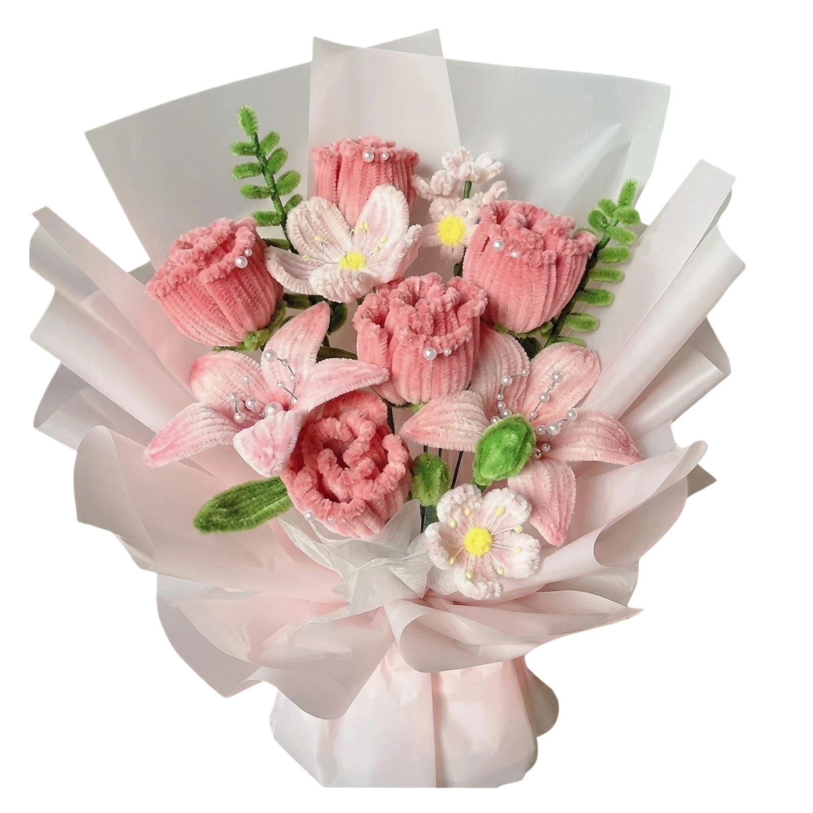 Stick Bouquet Rose Handmade Woven DIY Material Kit Mother s Day Blessings Gift For Mom