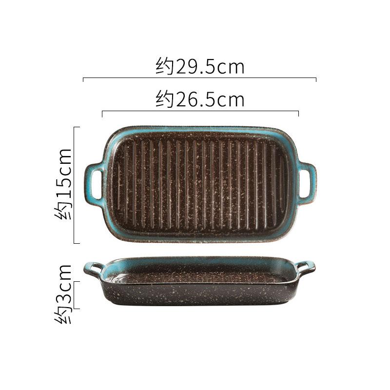 Keramik Doppelohr Gestreifte Backplatte Retro Sushi Sashimi Platte Dessertteller Salatteller Restaurant Spezialgeschirr