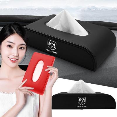 1pcs Car Tissue Box Holder Armrest Box Storage Case Emblem for Journey Caliber Challenger Charger Ram 1500 Stratus Dart Dakota Durango