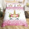 Cartoon Unicorn Duvet Cover Twin King Smiling Eyelash Rainbow Bedding Set For Kids Girls Microfiber Magical Animal Quilt Cover
