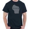 Wisconsin Map Shape Vacation WI Pride Gift Adult Short Sleeve Crewneck Tee