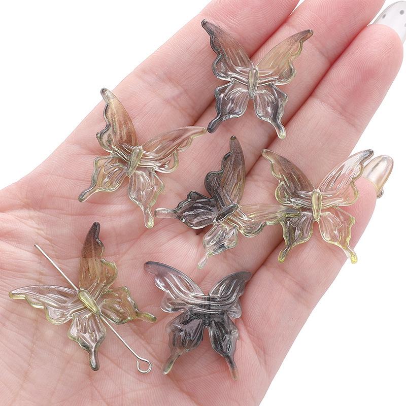 20pcs AB Double Color Butterfly Accessories DIY For Women Sweet Hair Ornament Rainbow Headwear Necklace Bracelet Jewelry Making