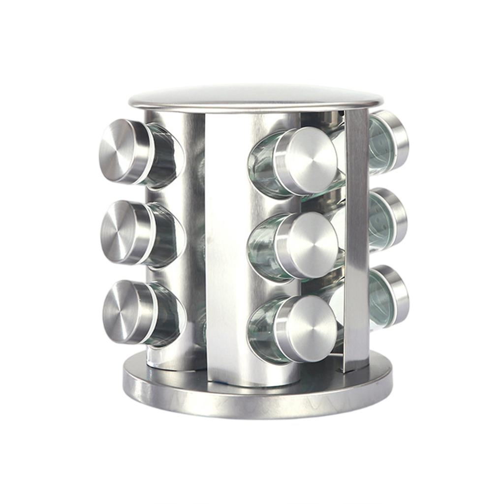 Seasoning Storage Rack, Rotating Storage Rack, Kitchen Stainless Steel Seasoning Jar Set, Rotating Seasoning Bottle,20/16/12pcs,