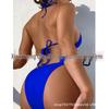 2024 European & American Sexy Solid Color Tie-Up Bikini Swimsuit - Women's Split Swimwear