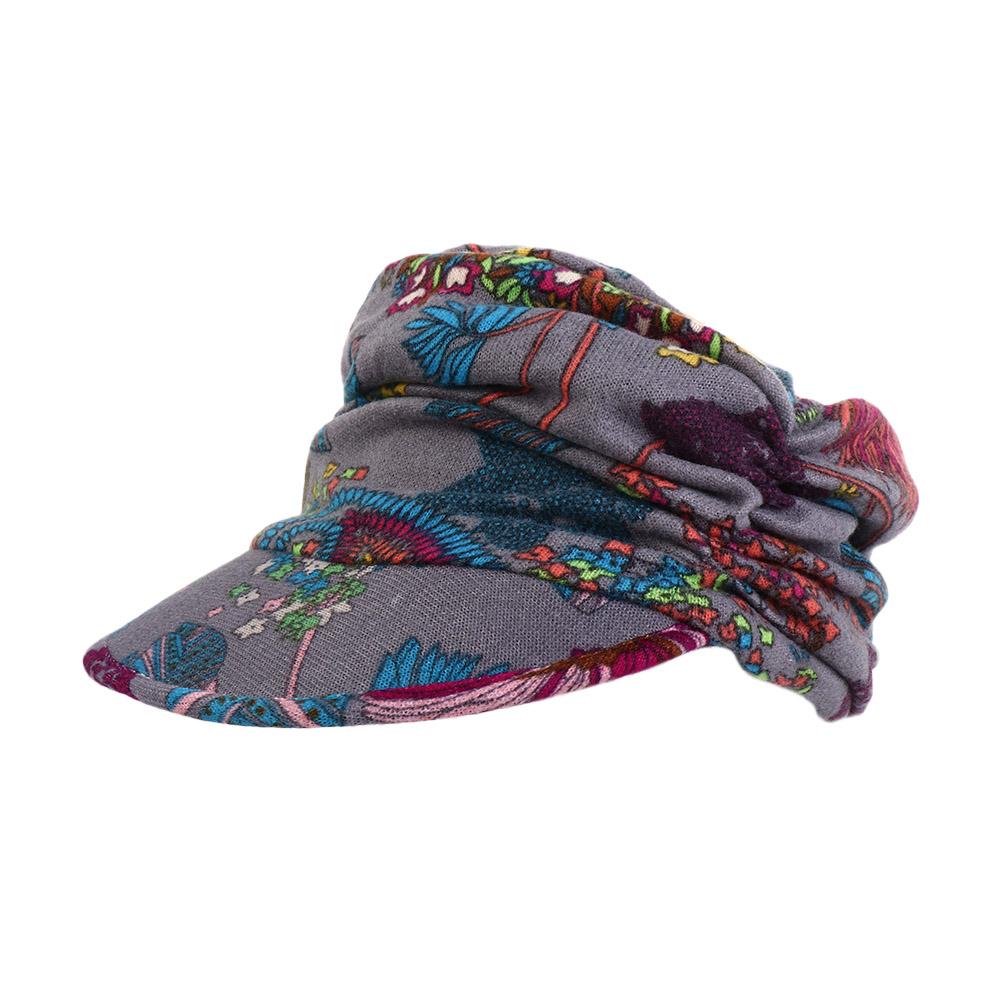 Foldable Earflap Floral Print Girls Cap Mom Hat Ethnic Style Cap Peaked Cap Women Hat Baseball Cap