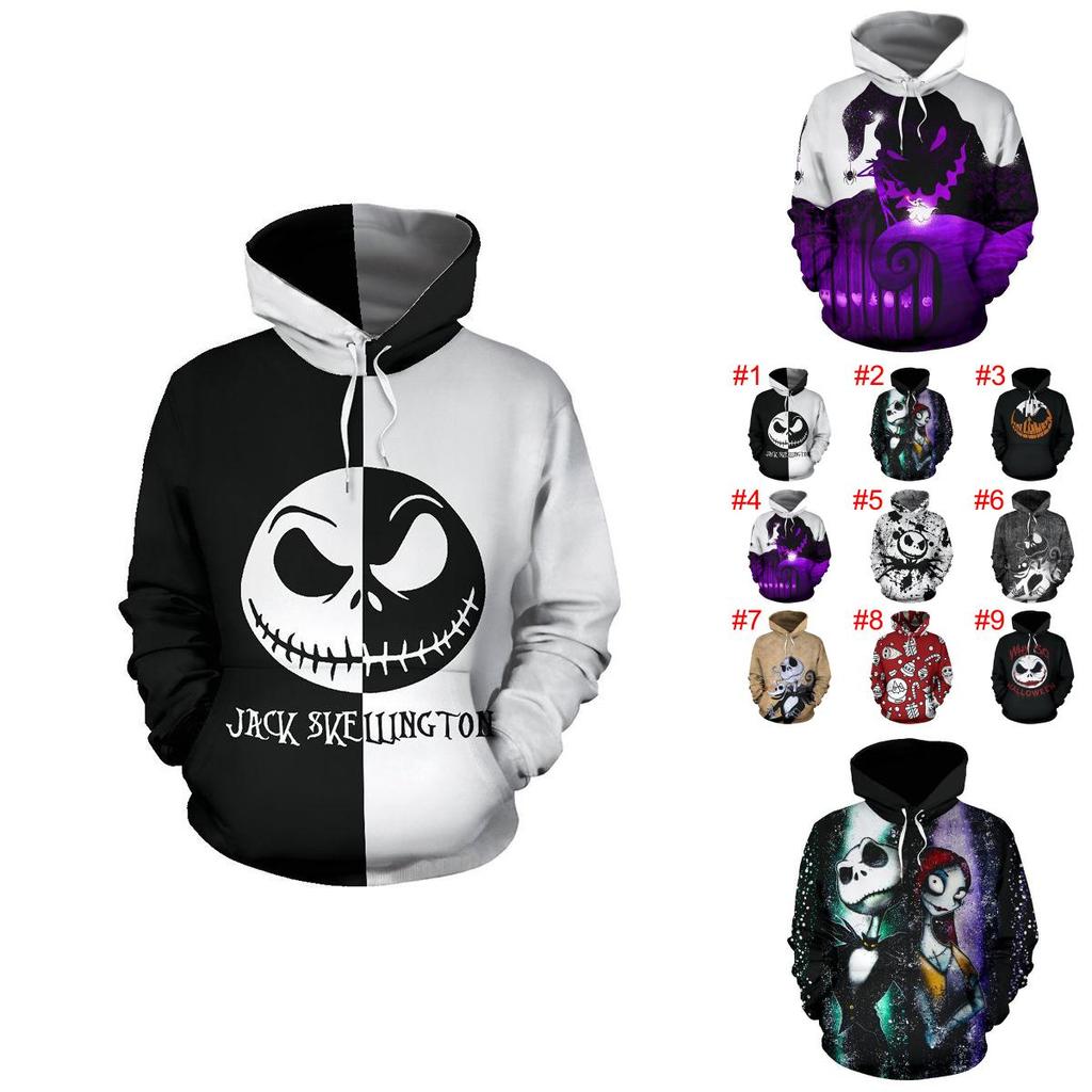 Nightmare Before Christmas Sally And Jack Skellington 3d Hoodie Sweatshirt In Various Sizes