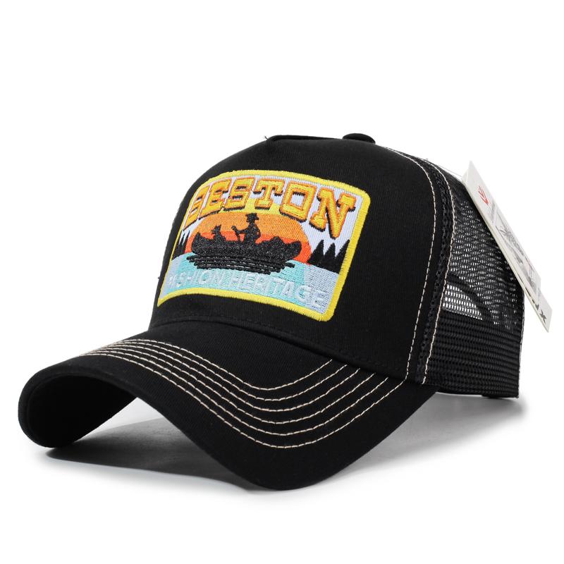 Fast Delivery In Stock Heritage Trucker Cap Vintage Outdoor Color Block Breathable Mesh Baseball Hat Low MOQ Custom Logo