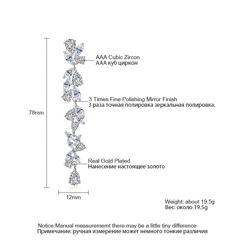 RAKOL Luxurious Long Tassel Earrings with 3A Zircon for Women - European & American Chic Bridal Jewelry