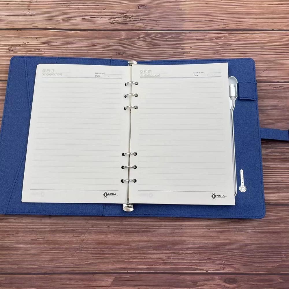 Fast Delivery A5 Leather Cover Loose-leaf Buckle Charging Diary with 8000mAh Power Bank for Trade Show Charging 15W Notebook