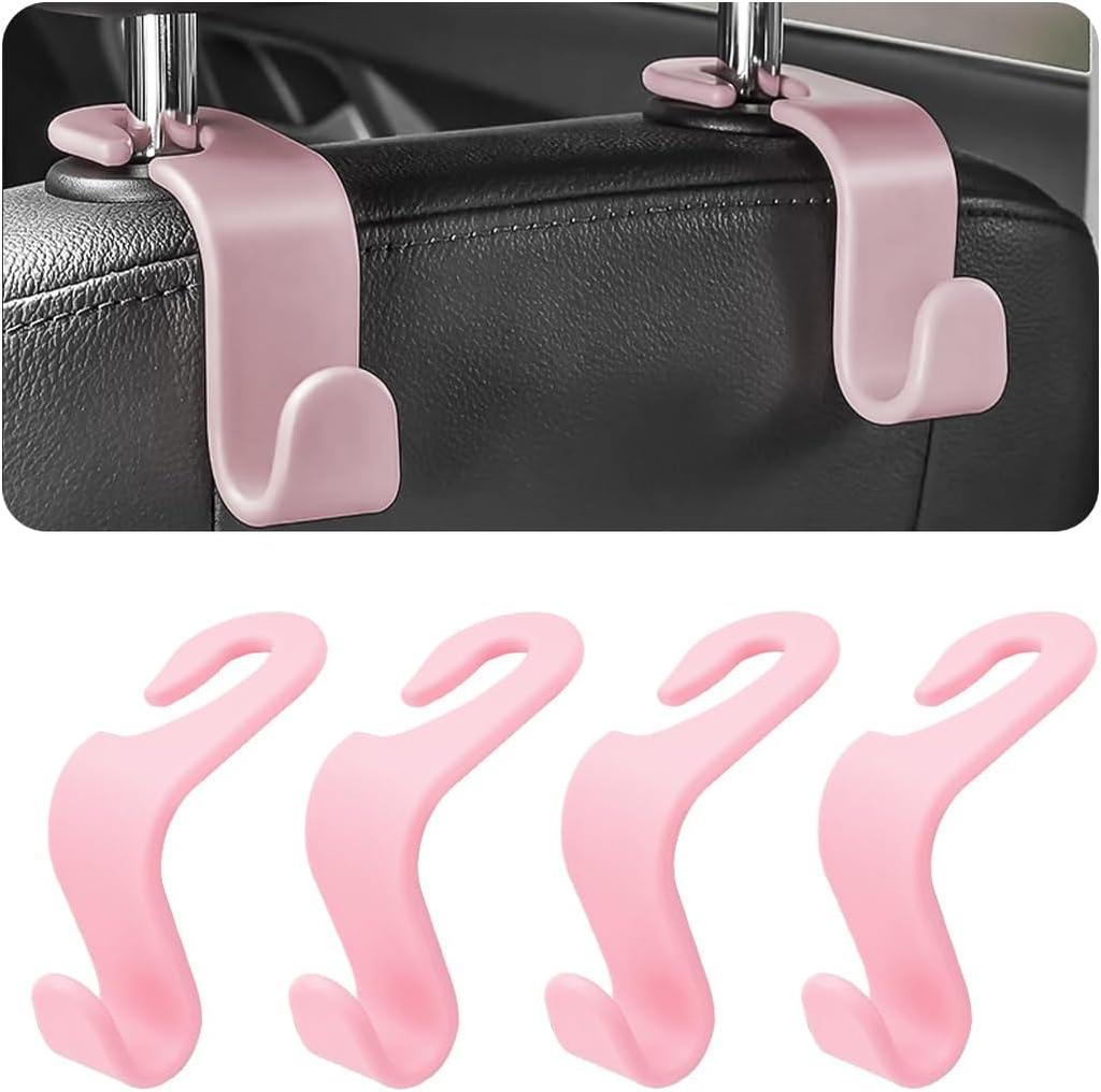 4PCS Car Back Seat Headrest Hooks, Rear Car Seat Storage Headrest Hanger Holder Hooks Organizer, Universal Auto Interior Accessories for Bag Purse