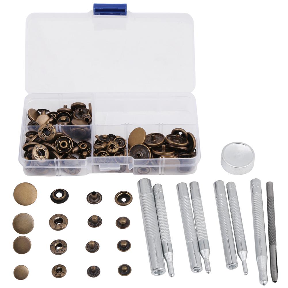 40 Sets Press Stud Snap Button Popper Fastener Leather Jeans Accessories Base Tools W Case