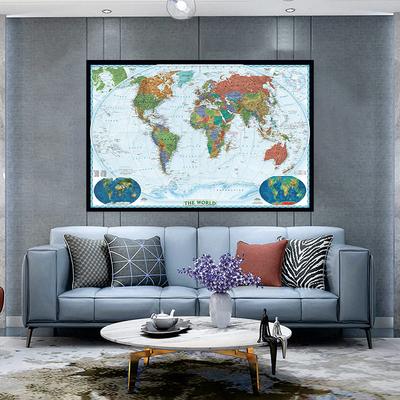 Poliestere,Mappa del Mondo in Inglese-Paesi con Città,Poster Stampe Artistiche Forniture da Viaggio,per Aula,Casa,Ufficio,Decorazione Soggiorno