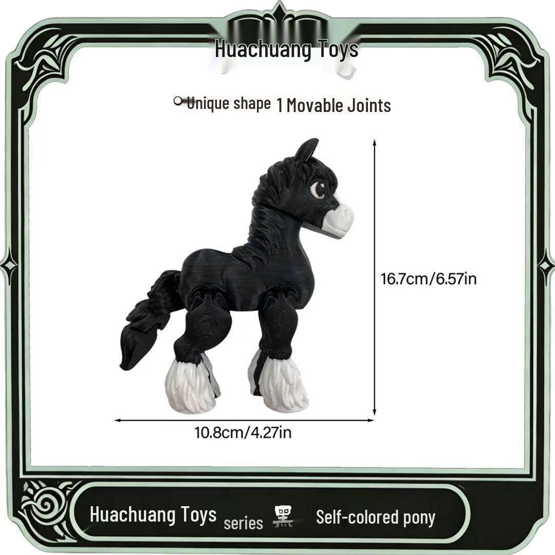 Eco-Friendly 3D Printed Articulated Cute Little Horse Ornament
