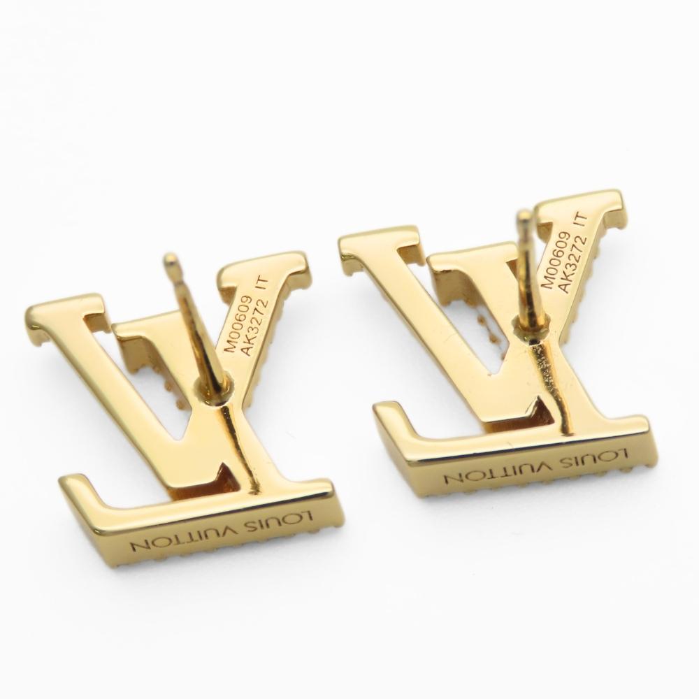 Used LOUIS VUITTON Pierce LV Iconic Strass M00609 metal/Rhinestone 3.2g Gold Accessories