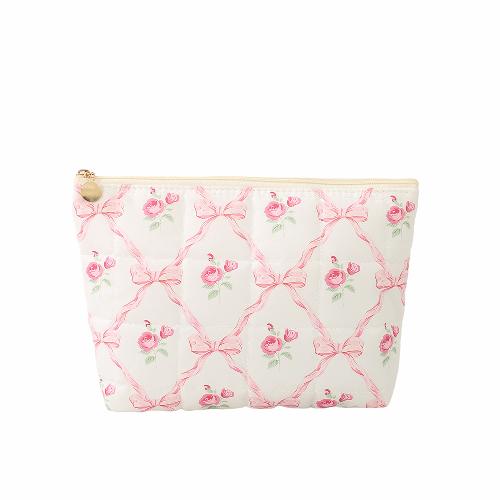 New Floral Quilted Large Plaid Cosmetic Bag Large-capacity Three-dimensional Hand-held Bubble Grid Fashion Pleated Storage Toiletry Bag