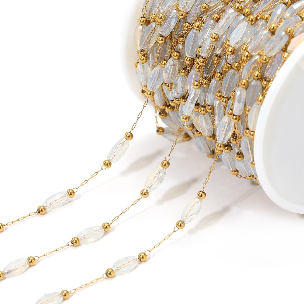 1 Meter Edelstahl Gold Perlen Kristall Rhombus Ketten für DIY Schmuck Halsketten Armbänder Zubehör Ohrringe Herstellung Zubehör