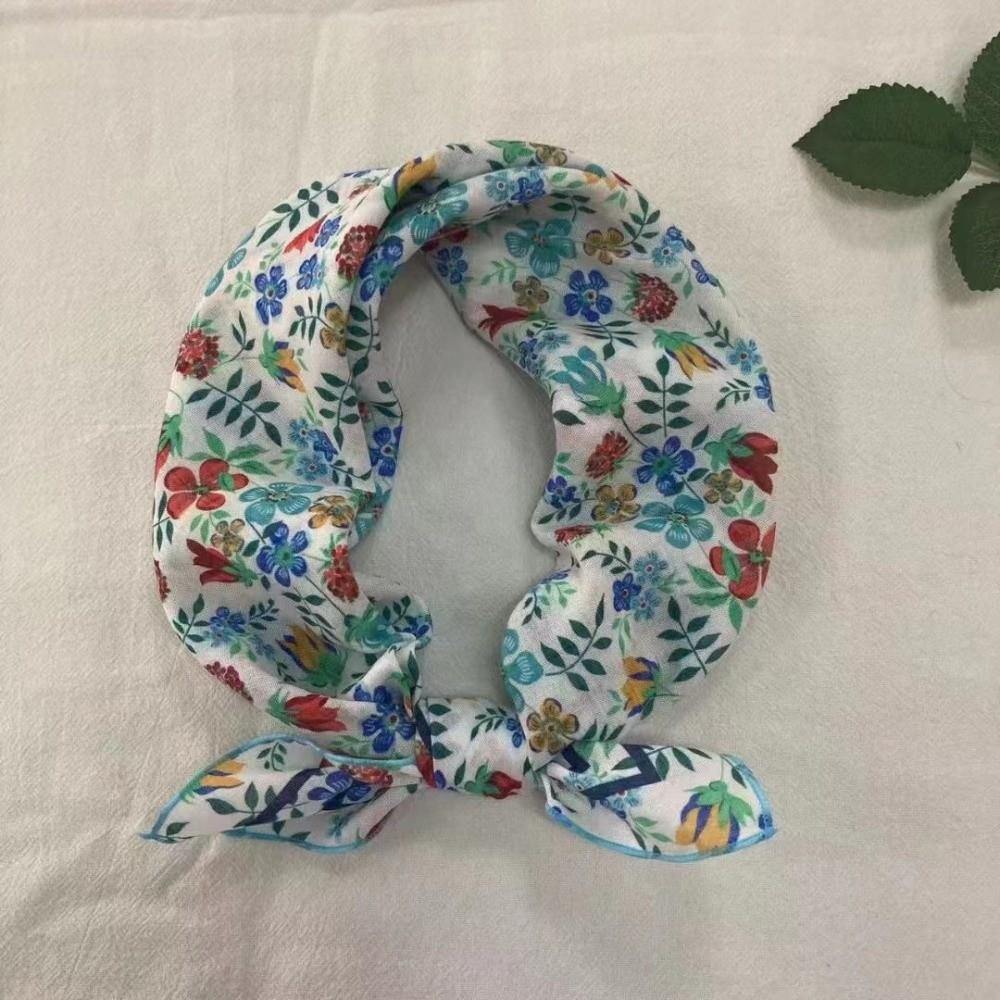 Comfortable Silk Scarf Elegant Floral Neckerchief Trendy Square Headwrap  Daily Style B