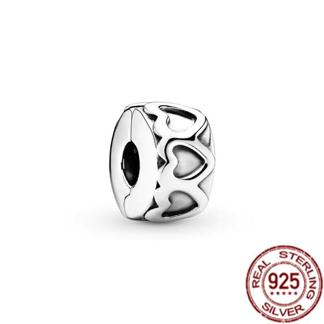 Bande de cœurs et pavé d'étoiles de mer, breloque à Clip en argent Sterling 925, perle adaptée au Bracelet de mode Original, bijoux fins, cadeau à faire soi-même