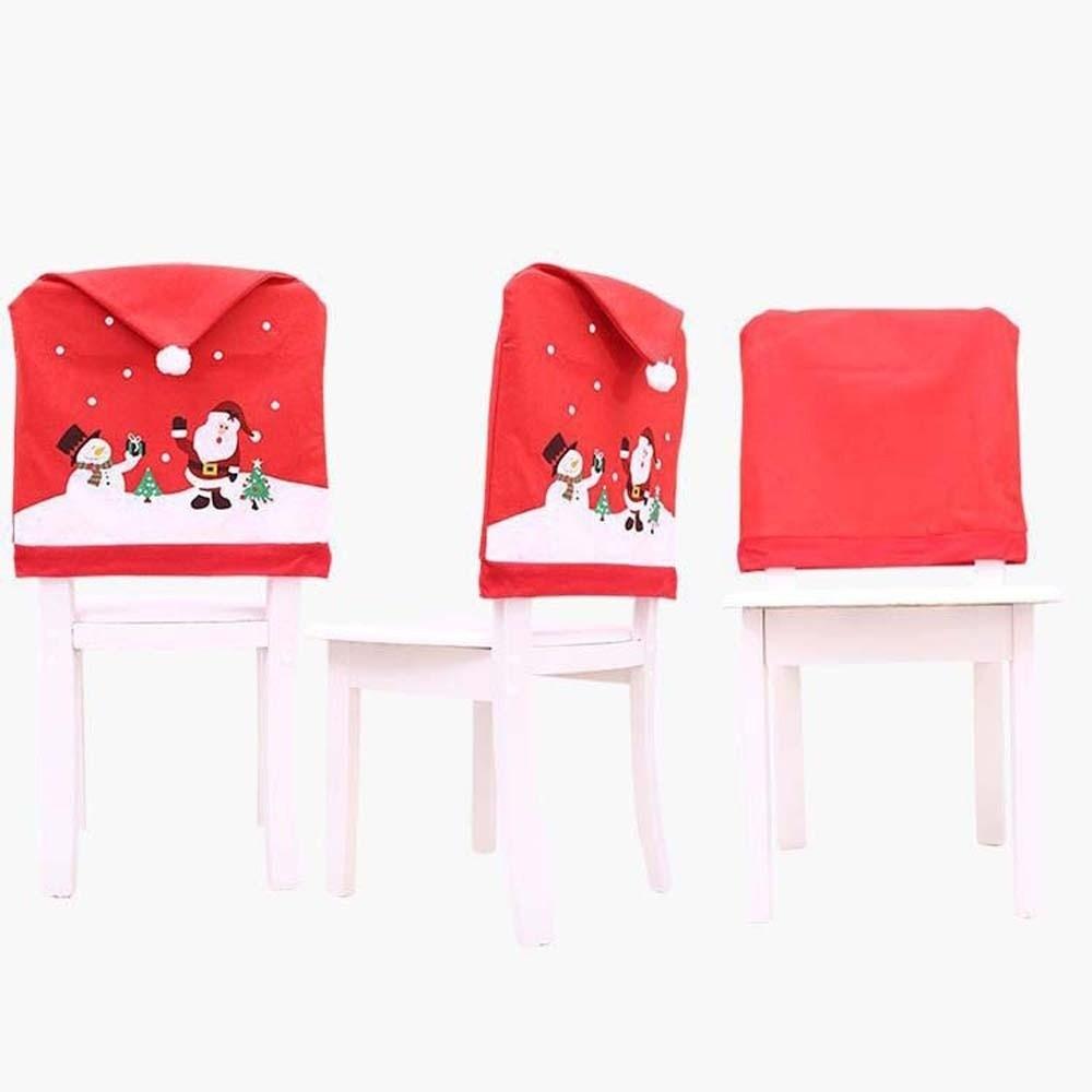 4pcs Xmas Decoration Christmas Chair Cover Cartoon Red Wear for Chairs  Festival Atmosphere
