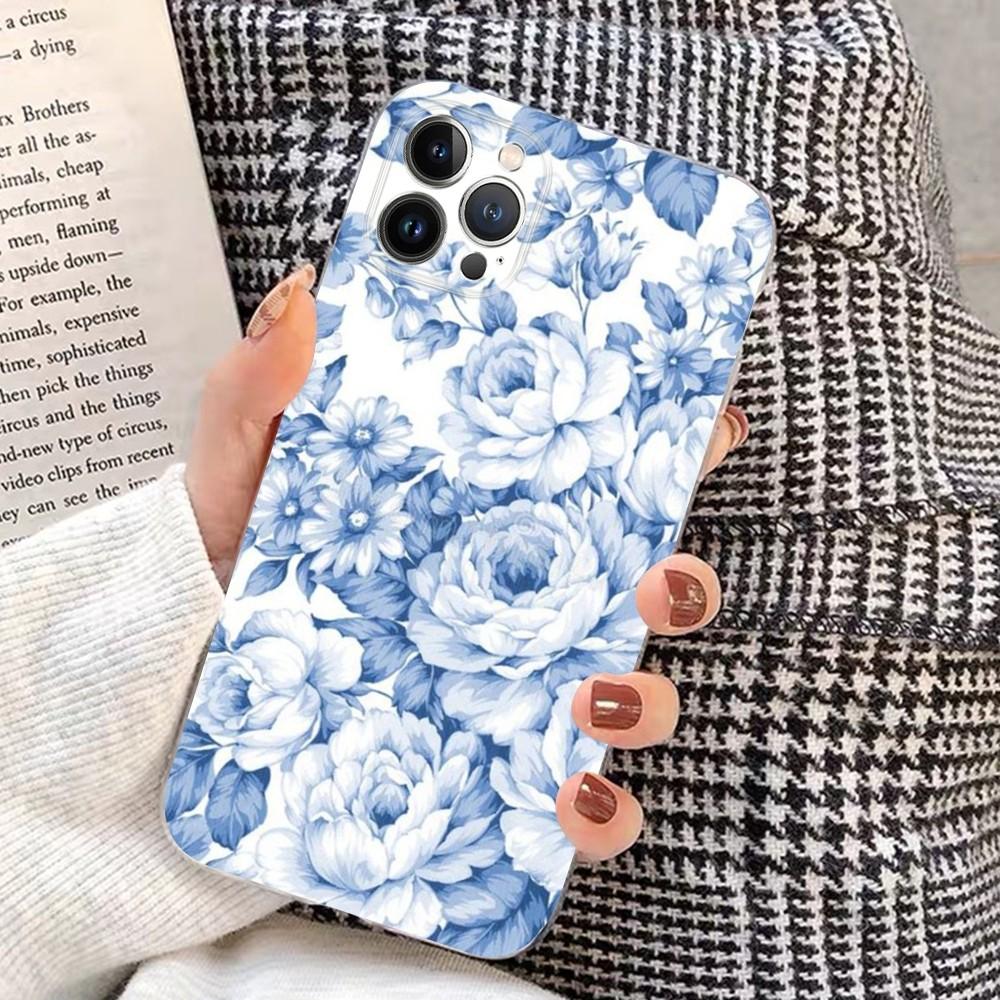 Blue and white porcelain Phone Case for iPhone 15 8 7 6 6S Plus X SE 2020 XR XS 14 11 12 13 Mini Pro Max Mobile Case