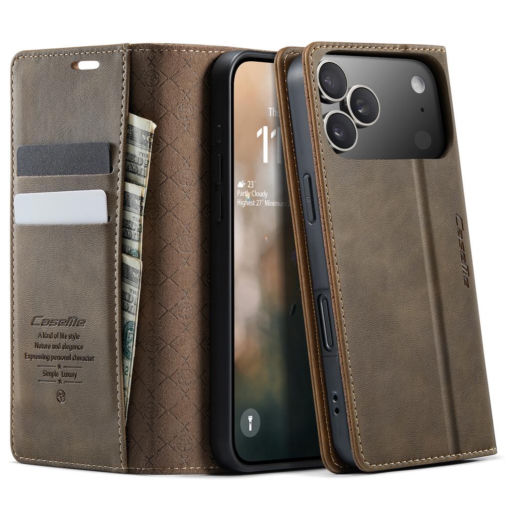 Retro Magnetic Card Solt Wallet Flip for IPhone 18 Pro Max 17 16 15 14 13 12 11 Plus 17air 16E Kickstand Pocket Business Cover