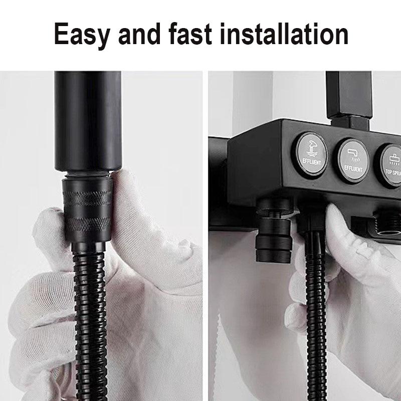 1.5/2M Black/Silver Stainless Steel Flexible Shower Hose Long Bathroom Shower Water Hose Extension Plumbing Bath Accessories