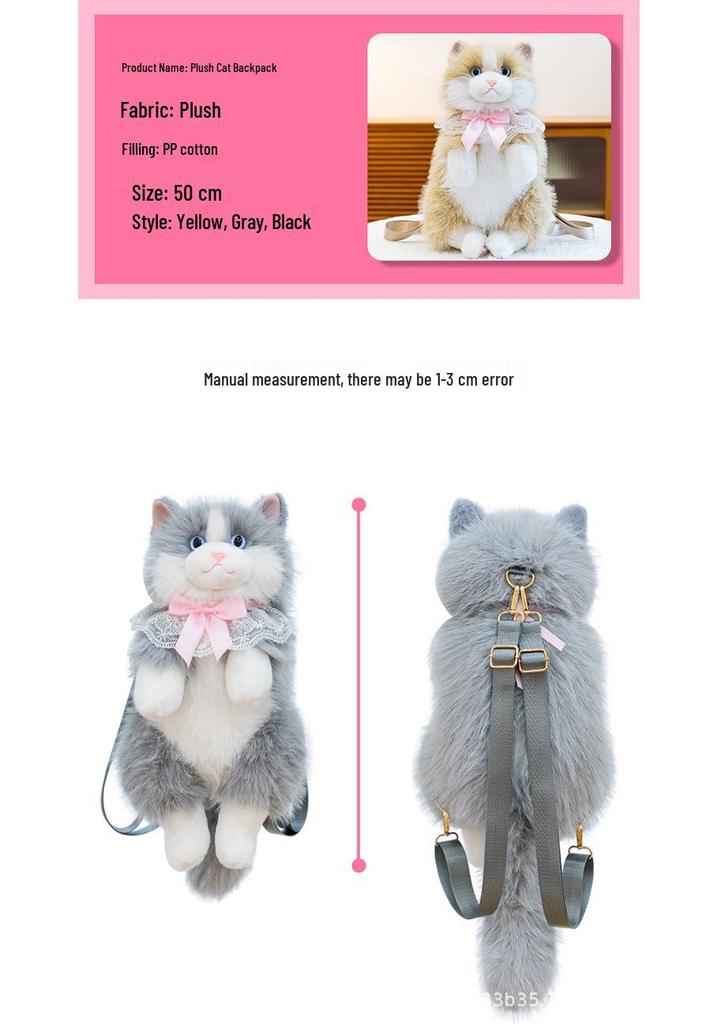 Original Simulated Cat Plush Doll Backpack - Cute Double Shoulder Gift for Girlfriend's Birthday