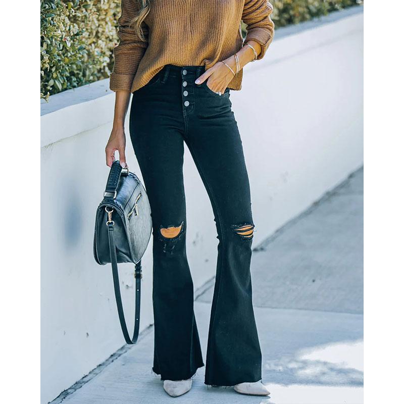 

Новые потертые рваные эластичные джинсы с необработанными краями S чёрный