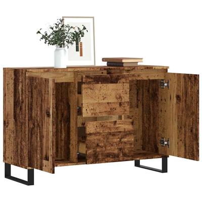 Sideboard with Rustic Wood Look 101.5 X 35 X 70 Cm Engineered Wood