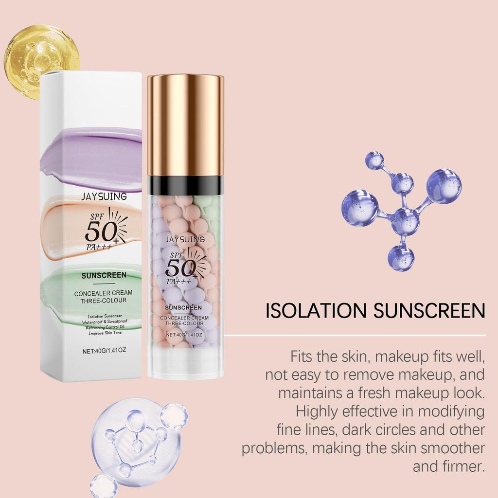 Tri-Color Protective Barrier Cream Concealer Barrier Cream Skin Care Moisturizing Blemish Coverage Smooth Makeup Holding