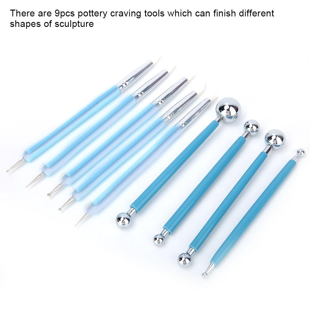 9Pcs Acrylic Silicone Craving Pen Aluminum Tube Handle Pottery Clay Sculpture Tool #1