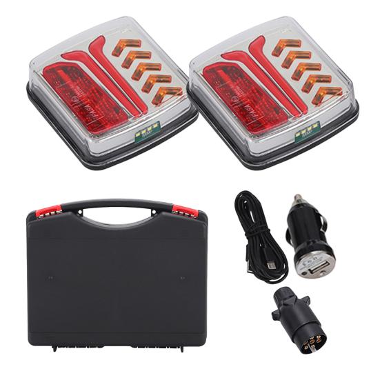 

Беспроводной магнитный фонарь для прицепа IP67 Водонепроницаемый задний фонарь Перезаряжаемый светодиодный комплект стоп/поворот/габаритных огней для грузовиков, прицепов, домов на колесах, лодок EU