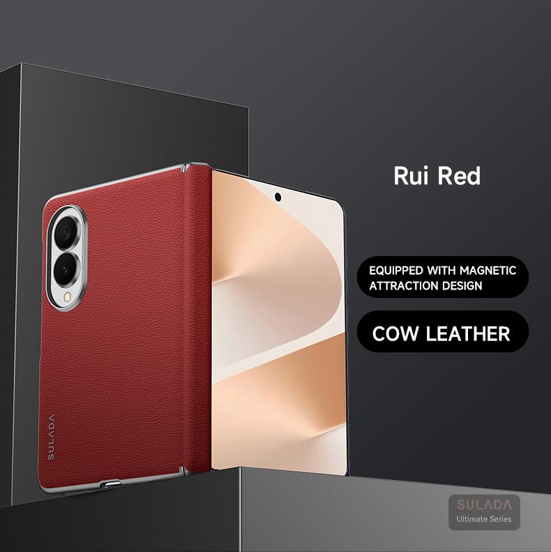 Luxury Business Magnetic Skin Feel Leather Phone Case for Samsung Z Fold 8 Wide Shockproof for Magsafe Hinge Protection Cover