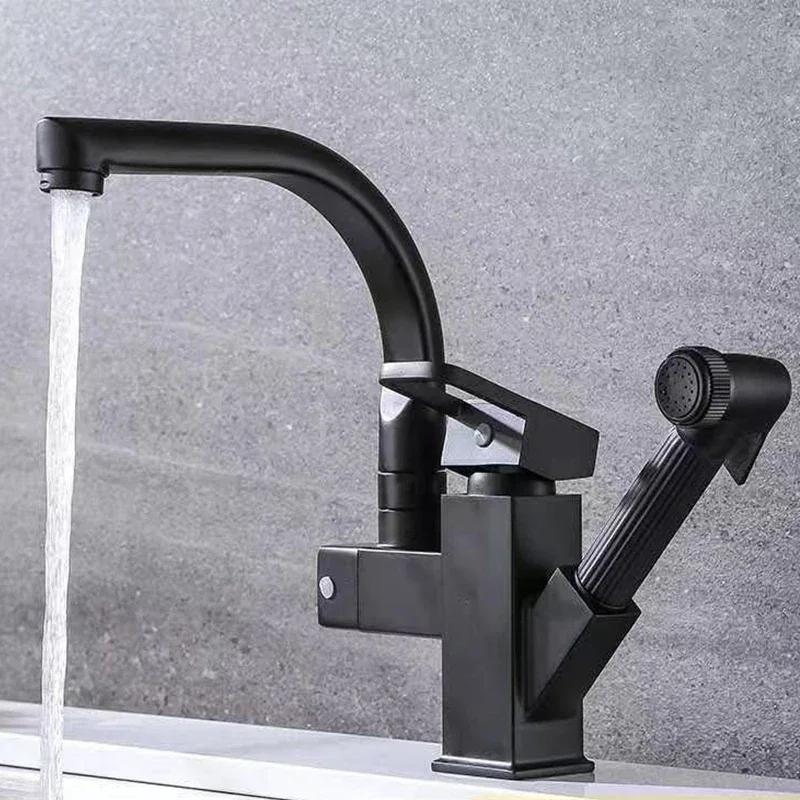 Washbasin Faucet Kitchen Faucet With Spray Gun Single Hole Pull-Out Kitchen Sink Mixer Tap Stream Spray Head Gun Mixer Faucet