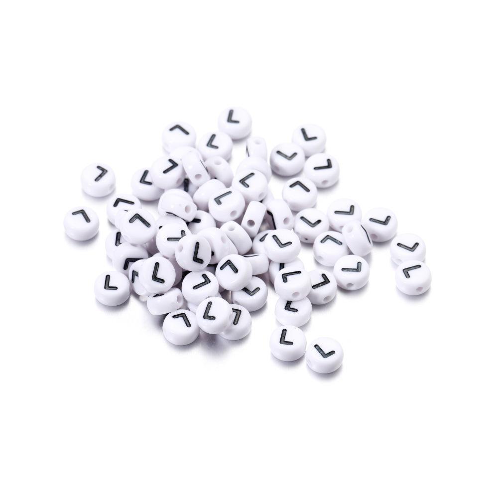 DIY Handmade Necklace: White Round Beads with Black Letters (26-Letter Set) for Phone Chains & Accessories