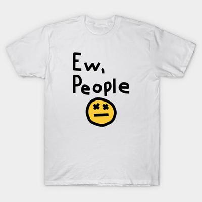EW, Pessoas Camiseta Engraçada Homens Mulheres usam um rosto triste Camiseta Estampada Roupas Soltas Grandes Algodão Manga Curta