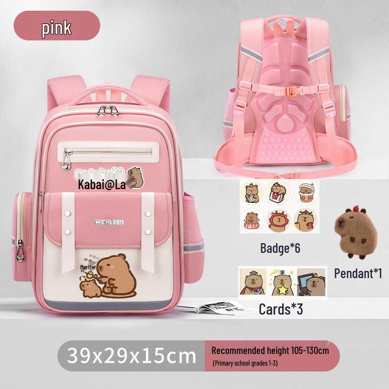 Capybara Oxford Spine-Support Backpack for Grades 1-6: Boys & Girls School Bag