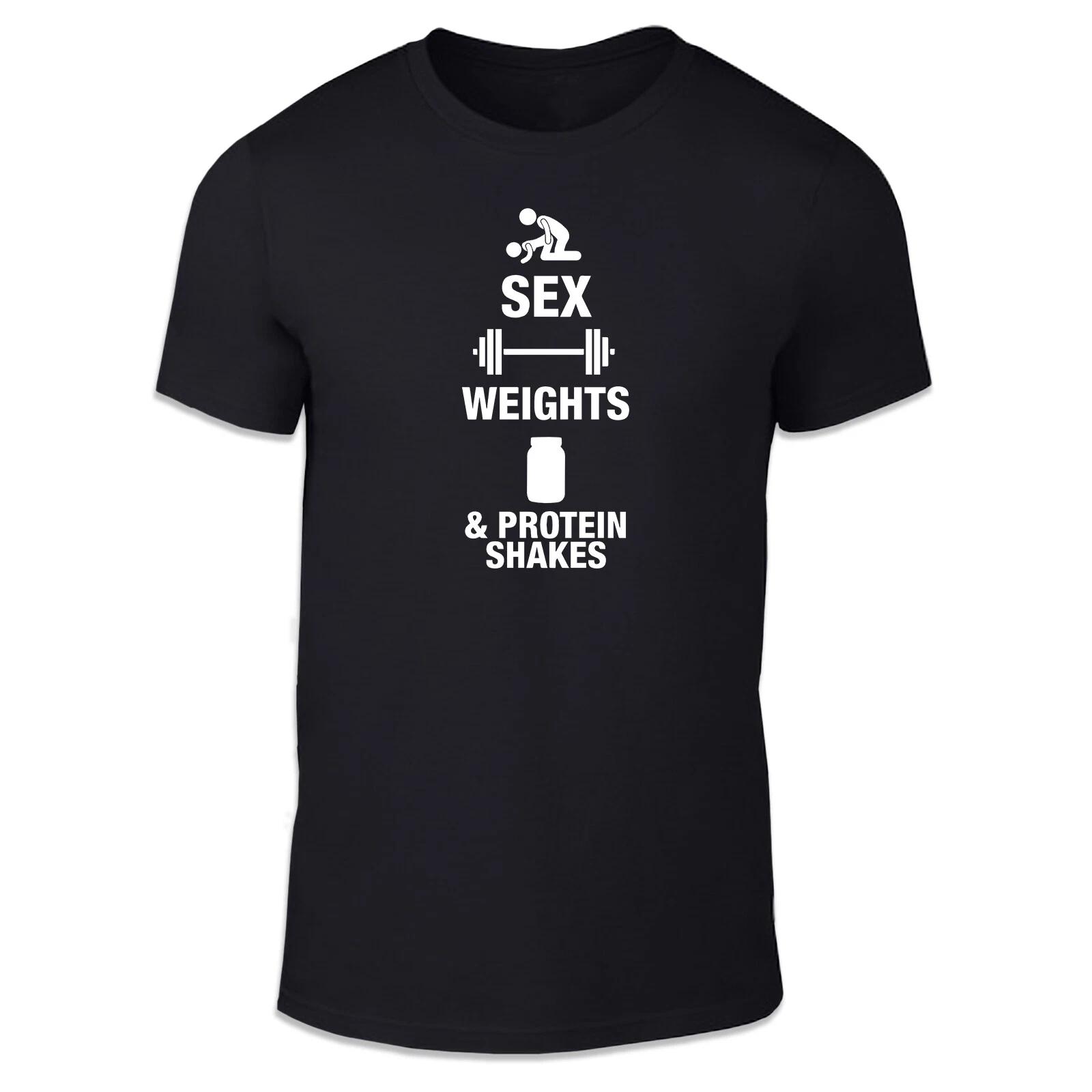 Sex Weights And Protein Shakes Adult Unisex T Shirt - Funny Humour Gift Gym 2XL