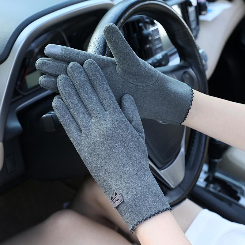 Derong women's touch screen gloves women's autumn and winter thermal gloves students Korean version cycling and driving thickened Practical Use