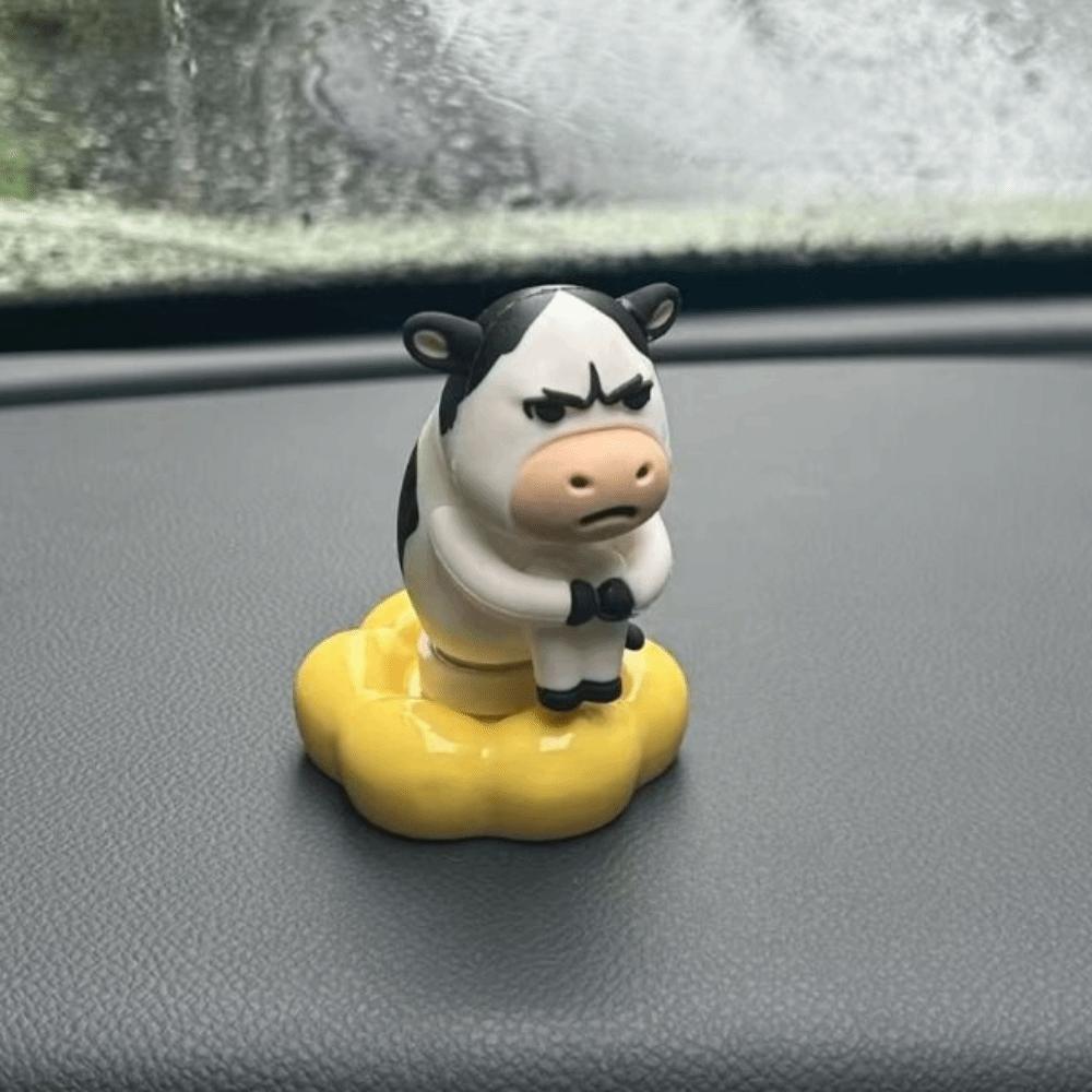 Ugly-cute Cute Cow Doll 3D Printed Car Ornament Grass Cow Figure Desktop Decor
