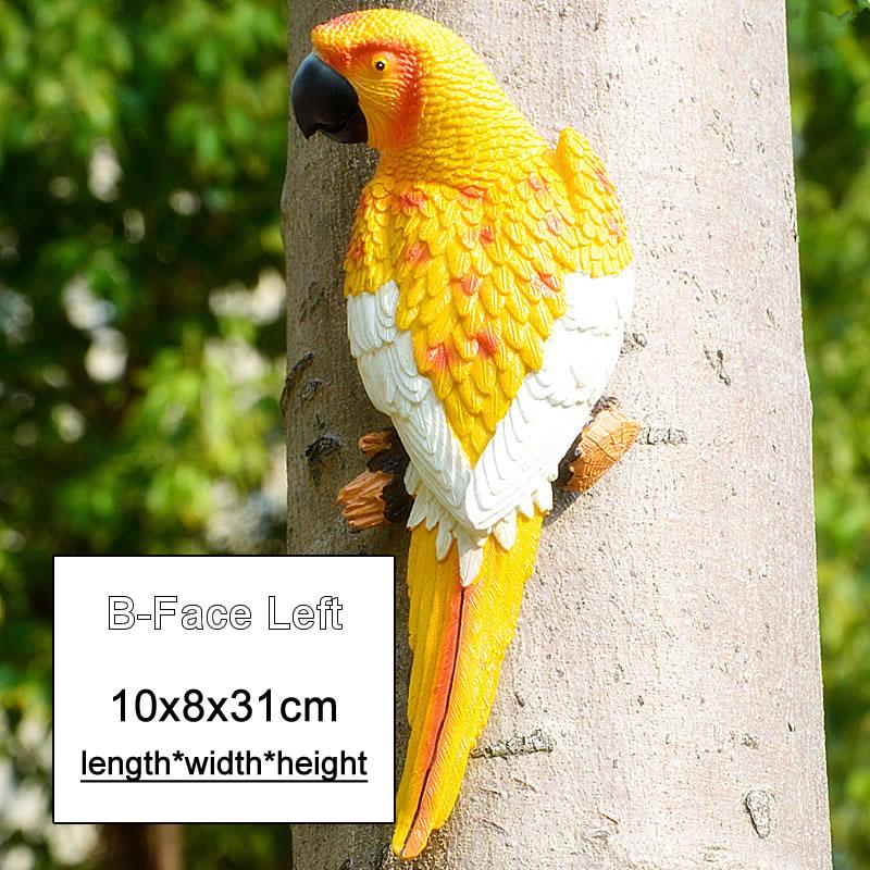 Resin Parrot Statue Wall Mounted DIY Outdoor Garden Tree Decoration Animal Sculpture for Home Office Garden Decor Ornament