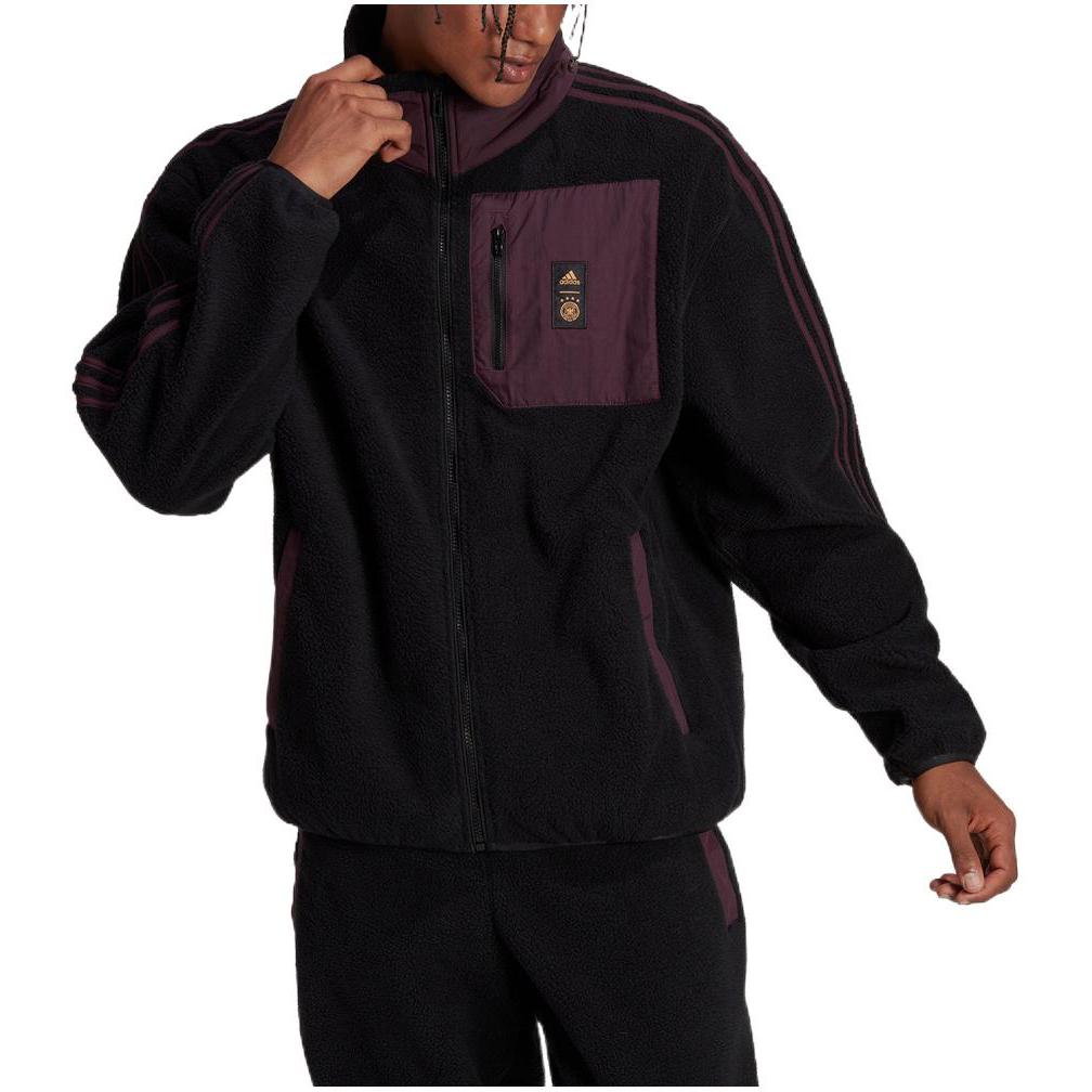 Adidas Logo Print Striped Stand Collar Jacket Men Jackets Black HF4069