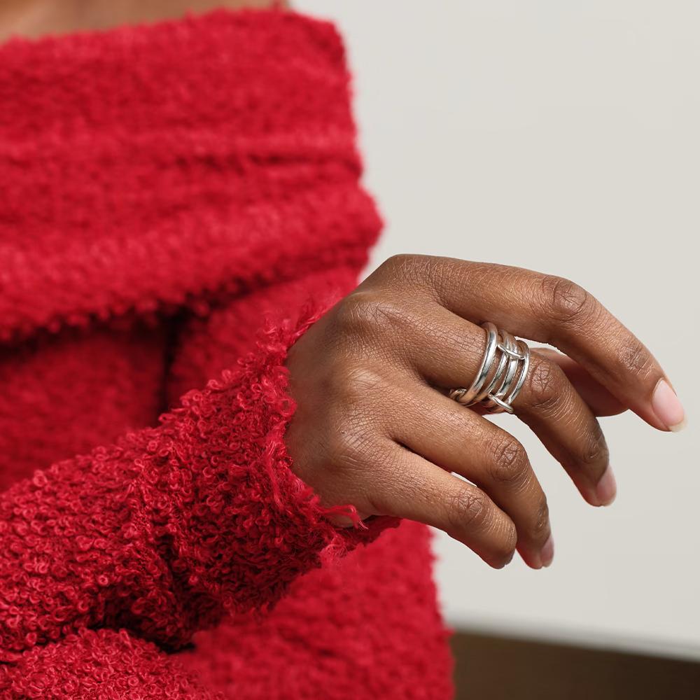 Stainless Steel Multilayer Stackable Finger Ring Minimalist Waterproof 18K Gold Plated Connecting Ring Trendy Women Jewelry Gift